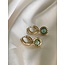 'Tara' earrings gold & Rocky Green - stainless steel