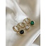 'Yovi' Earrings Gold & Green - stainless steel