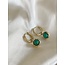 'Yovi' Earrings Gold & Green - stainless steel