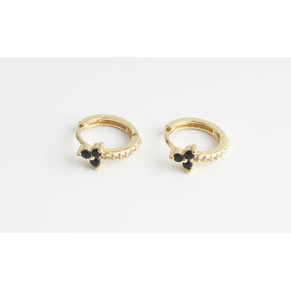 'Fenna' Earrings Black - Gold Plated