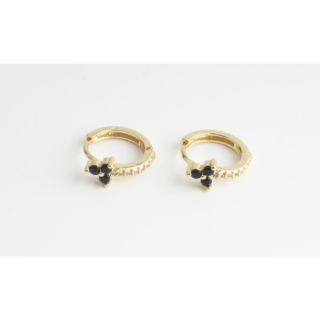 'Fenna' Earrings Black - Gold Plated