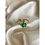 'Demira' ring gold & green - stainless steel (adjustable)