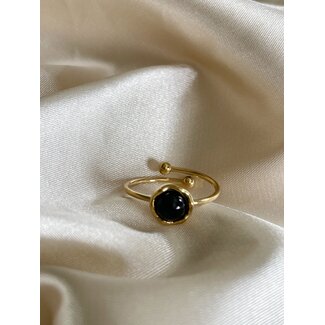 'Demira' ring gold & black - stainless steel (verstelbaar)