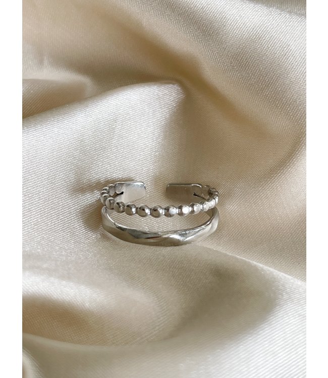 'Remi' ring silver - stainless steel (verstelbaar)