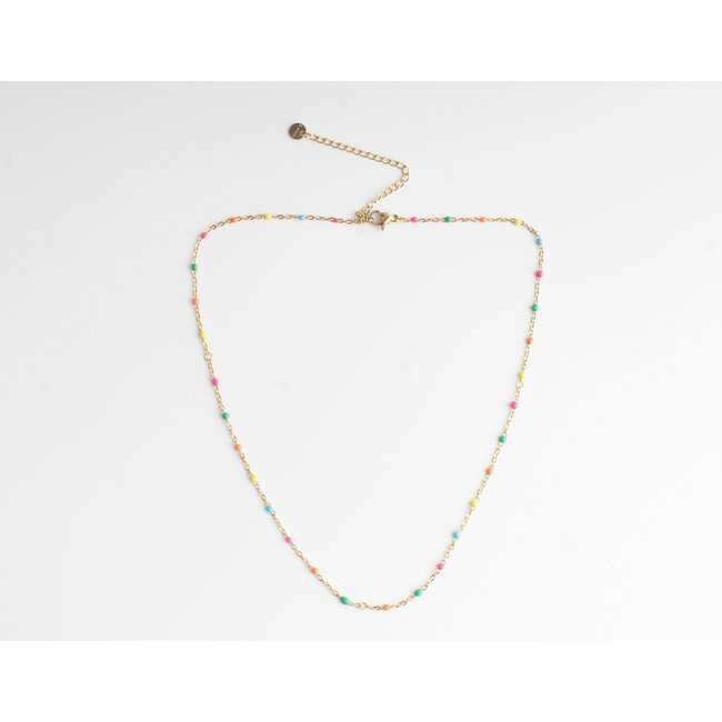 Collier Dot Multicolore Doré - acier inoxydable