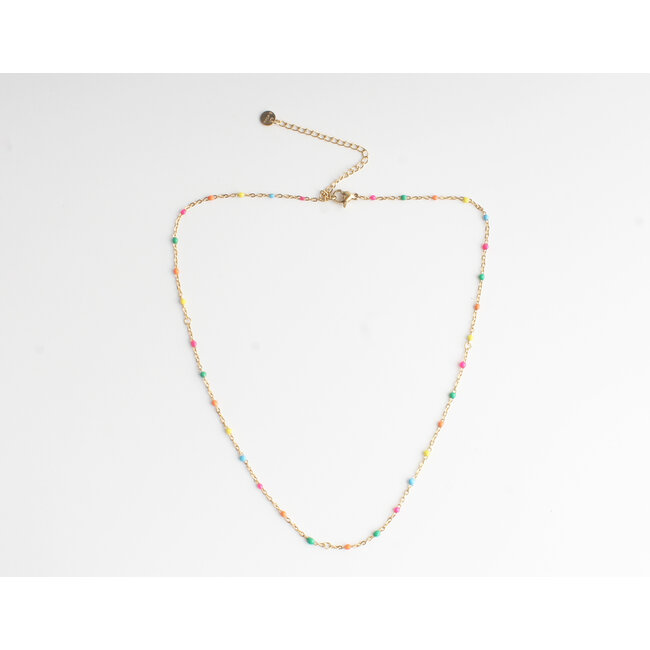 Multiolor Dot Necklace Gold - stainless steel