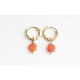 "Eva" Earrings Gold Orange - Stainless Steel