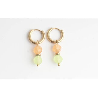 'CHLOÉ' BOUCLES D'OREILLES ORANGE & VERT - ACIER INOXYDABLE