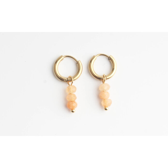 Orange Aventurine 'Luna' Earrings - Stainless Steel