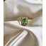 'GREEN SQUARE STRASS'  RING GOLD- STAINLESS STEEL (VERSTELBAAR)