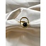 'LUCIA' BLACK STONE RING GOLD- STAINLESS STEEL (VERSTELBAAR)