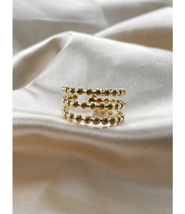 '3 LAYERED DOTTED' RING GOLD - STAINLESS STEEL (ADJUSTABLE)