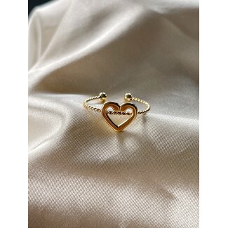 RING 'OPEN HEART' - STAINLESS STEEL (ADJUSTABLE)