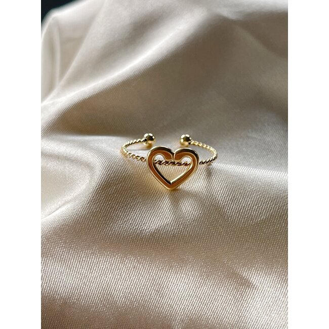 Heart Ring, Sterling Silver Adjustable Heart Shape Ring, Love Ring