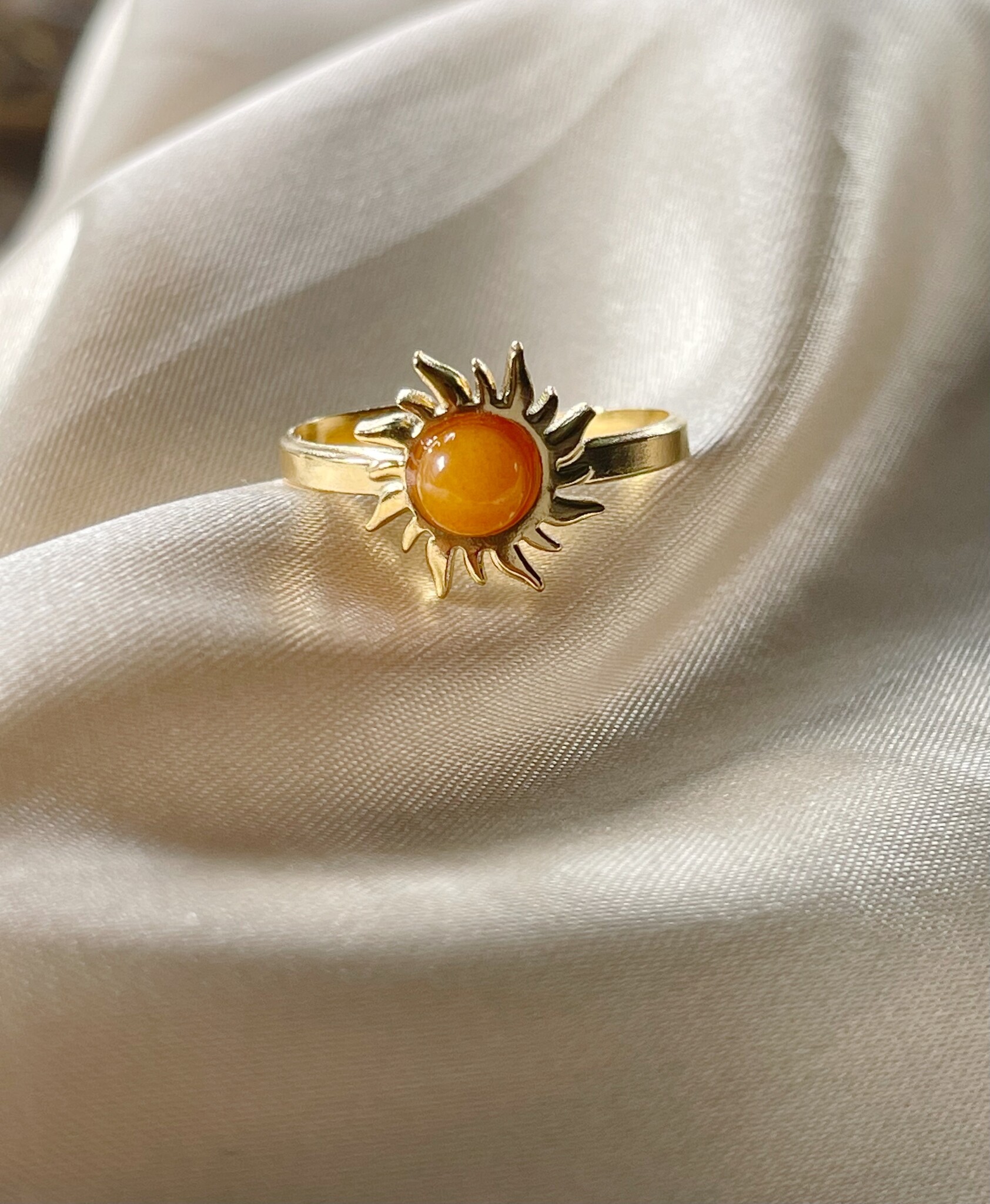 Ringower 'Orange Stone Ring - Acciaio inossidabile (regolabile) 