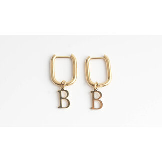 Initial Earrings Gold - Stainless steel