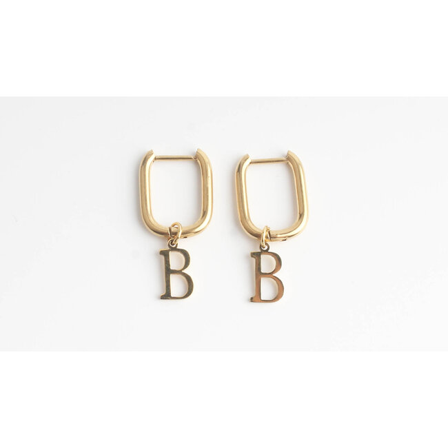 Initial Earrings Gold - Stainless steel