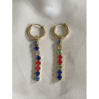 Strass Rainbow earrings gold - stainless steel