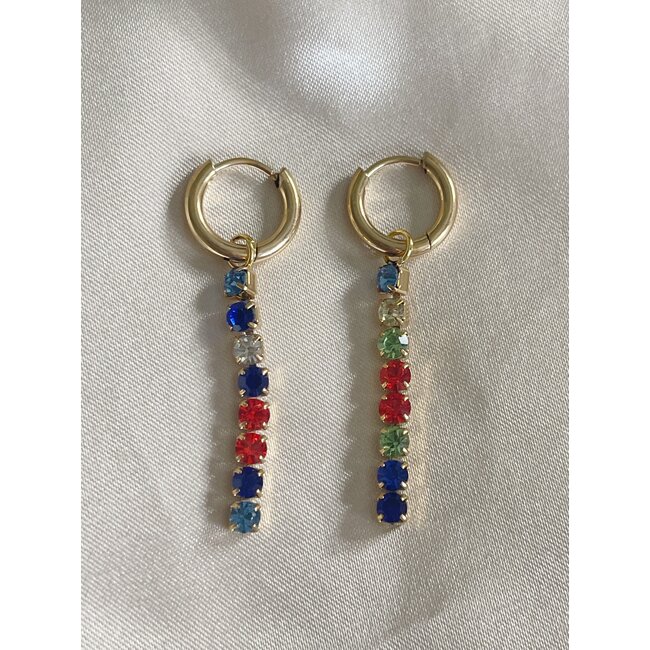 Strass Rainbow earrings gold - stainless steel