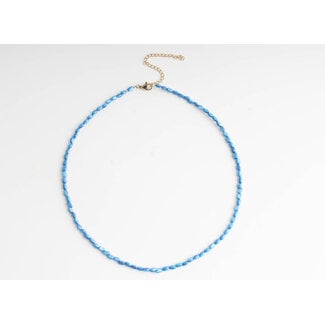 Collier coquillage véritable Bleu - acier inoxydable