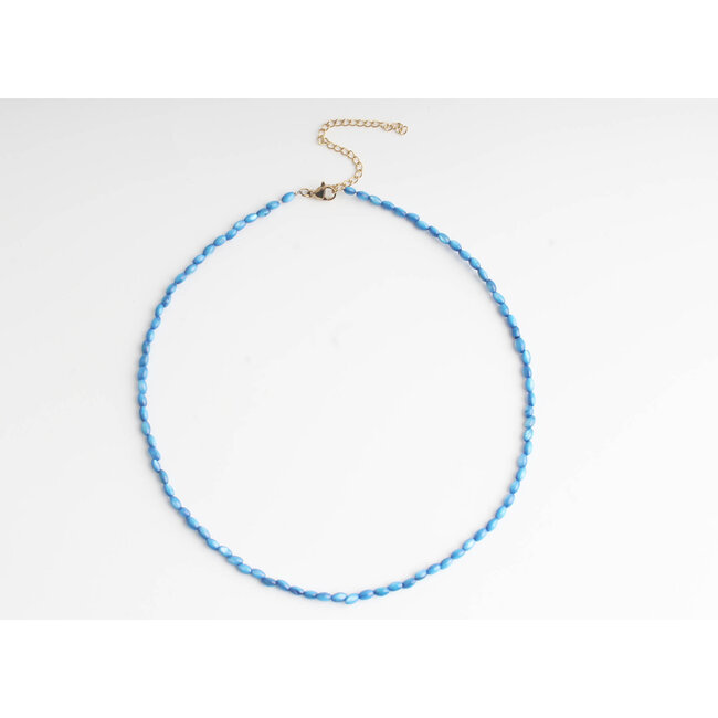 Collier coquillage véritable Bleu - acier inoxydable