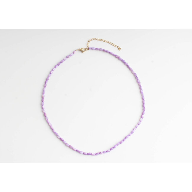 Real shell necklace Purple  - stainless steel