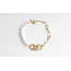 Pearls & chains bracelet gold - stainless steel