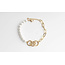 Perlen- und Kettenarmband Gold – Edelstahl