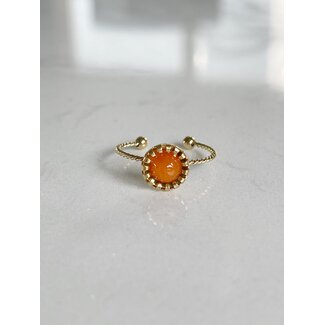 'Tara' Ring orange Stone - stainless steel (adjustable)