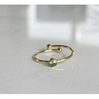 'Isabella' ring green - stainless steel (adjustable)