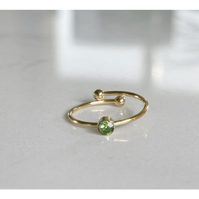 'Isabella' ring green - stainless steel (verstelbaar)