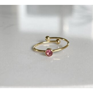 'Isabella' ring pink - stainless steel (adjustable)