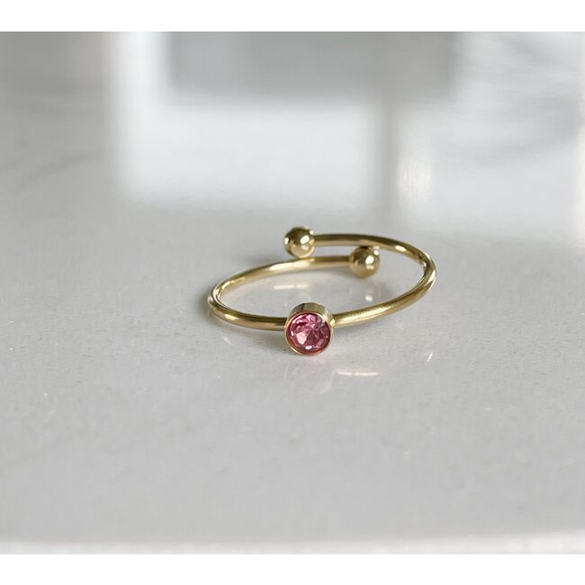 'Isabella' ring pink - stainless steel (verstelbaar)