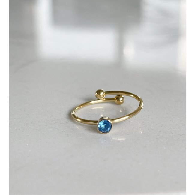 'Isabella' ring dark blue - stainless steel (verstelbaar)