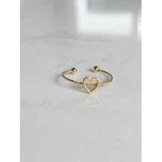 Minimalist heart ring gold - stainless steel (adjustable)