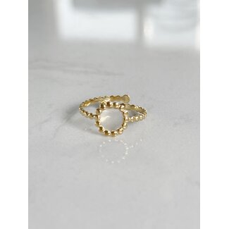 Dotted circle ring gold - stainless steel (adjustable)