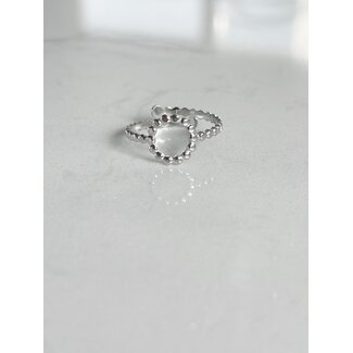 Dotted circle ring silver - stainless steel (adjustable)