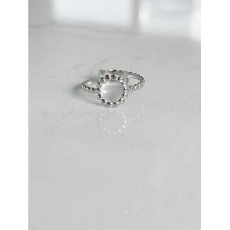 Dotted circle ring silver  - stainless steel (verstelbaar)