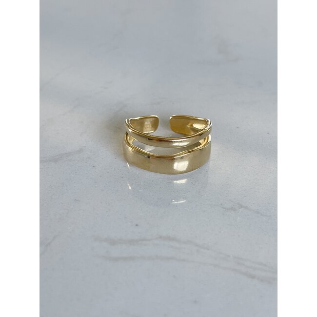 'BAILEY' RING GOLD - STAINLESS STEEL (VERSTELBAAR)