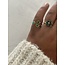 Anillo 'Fleur vert'  - acero inoxidable (ajustable)