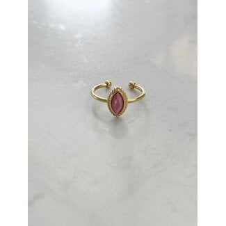 'Lindy' ring pink natural stone - stainless steel (verstelbaar)