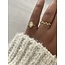 'Lindy' ring white natural stone - stainless steel (adjustable)