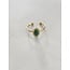 Bague 'Lindy' pierre naturelle verte - acier inoxydable (ajustable)