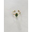 'Lindy' ring green natural stone - stainless steel (adjustable)