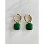 Boucles d'oreilles 'Ariel' or & vert - acier inoxydable