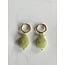 'Lieze' Moss Green Natural Stone Gold - Stainless Steel