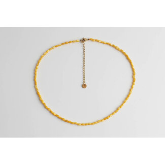 Collier coquillage véritable Jaune - acier inoxydable