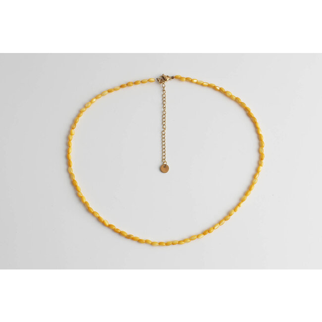 Collier coquillage véritable Jaune - acier inoxydable