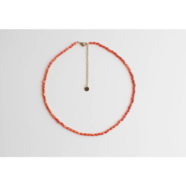 Real shell necklace Coral  - stainless steel