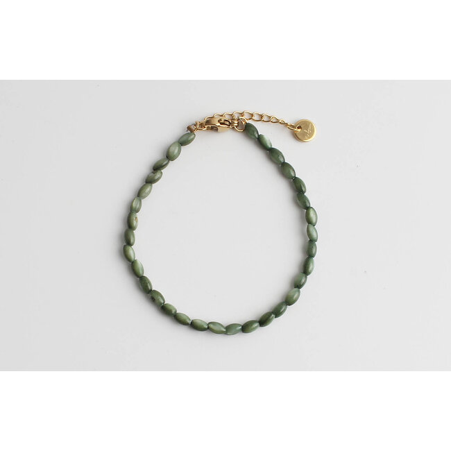 Bracelet coquillage véritable vert - acier inoxydable